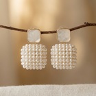 Art Deco Gold Pearl Square Drop Earrings