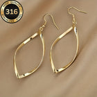 Twisted Sculpted Oval Silver Drop Earrings
