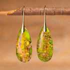 Elegant Natural Stone Grass Green Teardrop Earrings