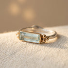 Luminara White Glass Rectangular Statement Ring