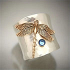 Vintage Silver Plated Golden Dragonfly Ring