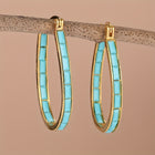 U-Shaped Earrings with Square Synthetic Turquoise