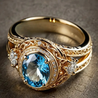 Elegant Gold Plated Blue Zirconia Crystal Ring