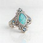Bohemian Retro Style Blue Crystal Inlaid Turquoise Ring
