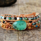 Natural Green Jade Jasper and Moss Agate Wrap Bracelet