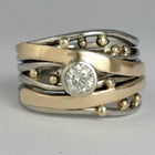 Vintage Zirconia Accent Gold Inlay Artisan Band Ring