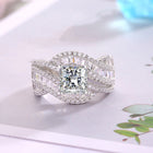 Elegant Gold White Plated Wide Band Intricate Zirconia Ring