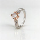 Elegant Silver Plated Zirconia Inlaid Two Tone Rose Flower Ring
