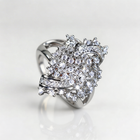 Elegant Sparkling Floral Design Zirconia Diamond Ring