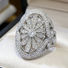 Elegant Vintage Sparkling Full Zirconia Sunflower Ring