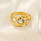 Vintage Boho Inlaid Zirconia Spiral Gold Ring