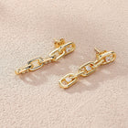 Elegant zirconia chain earrings in gold