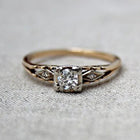 Vintage Zirconia Fine Gold Ring