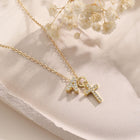 Dainty Diamond Initial & Cross Pendant Necklace