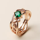 Rounded Green Zirconia Eye Nature Silver Ring