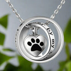 Paw-shaped stainless steel urn necklace
