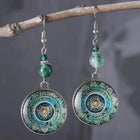 Boho Mandala Glass Disc Drop Earrings