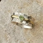 Hammered Silver & Gold Peridot Band Ring