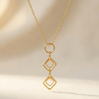 Gold Double Diamond Drop Necklace