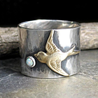 Vintage Nature Inspired Silver Plated Hummingbird Ring