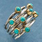 Vintage Geometric Turquoise Multi-Band Ring