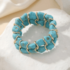 Turquoise Stone Woven Gold Bracelet