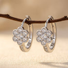 925 Sterling Silver Luxury Silver Floral Moissanite Earrings