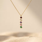 Colorful Gold Rainbow Square Pendant Necklace
