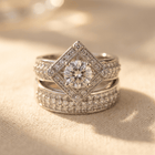 Elegant Square Cubic Zirconia Engagement Ring