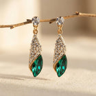 Emerald Green Crystal Drop Dangle Earrings