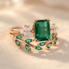 Elegant Green Transparent Cut Engagement Ring