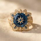 Floral Synthetic Zirconia Red Wedding Ring
