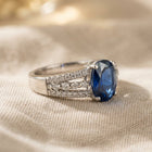 Silver Blue Sapphire Oval Filigree Ring