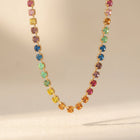 Rainbow Cubic Zirconia Gold Tennis Necklace