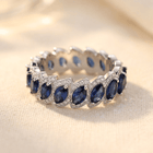 Retro Minimalist Silver Blue Zirconia Ring