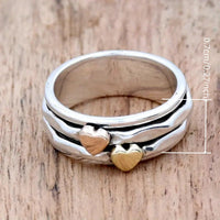 Bohemian Retro Two Tone Heart Wide Ring