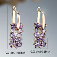 Elegant Purple Zirconia Gold Plated Hoop Earrings