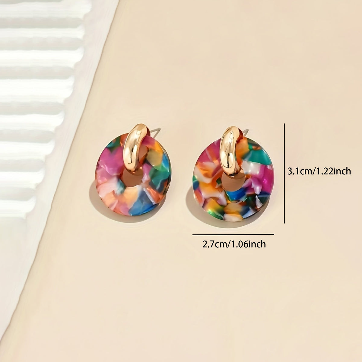 Modern Bold Artistic Design Colorful Resin Statement Earrings