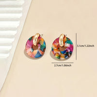 Modern Bold Artistic Design Colorful Resin Statement Earrings