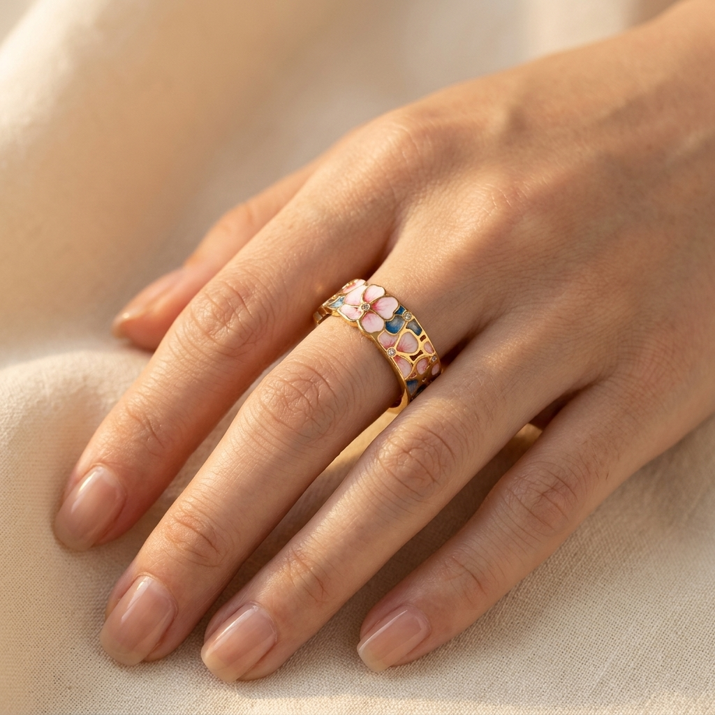 Elegant Enamel Engagement Ring For Women