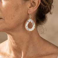 Two Tone Artisan Teardrop Drop Earrings