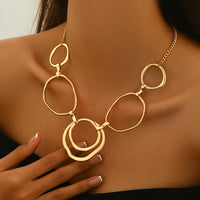 Elegant Modern Linked Gold Geometric Necklace