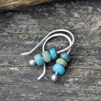 Minimalist Boho Style Turquoise Bead Hook Earrings