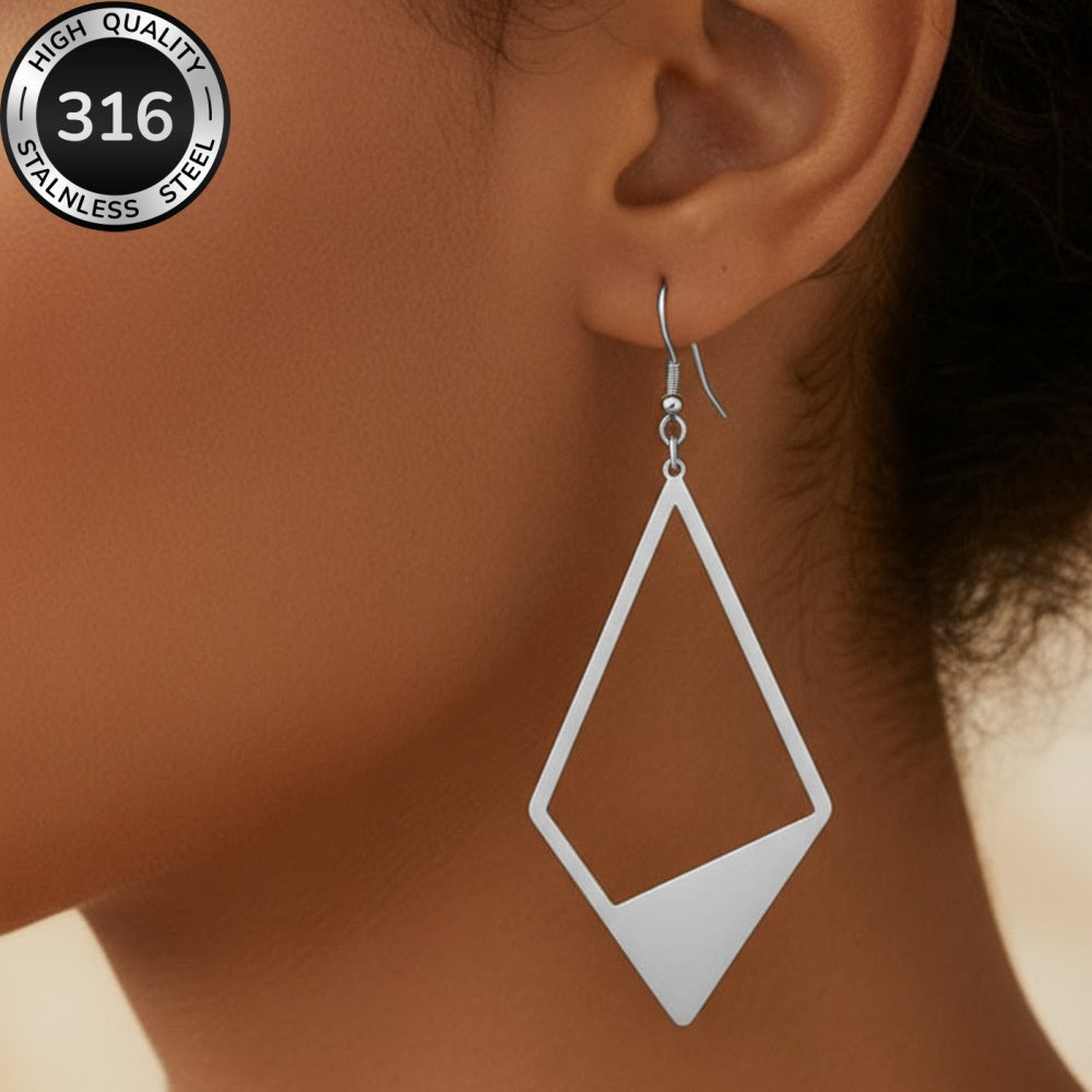 Gold-Plated Geometric Stainless Steel Pendant Earrings