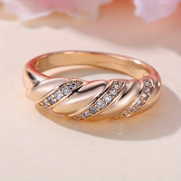 Elegant Zirconia Inlaid Twisted Design Gold Plated Ring