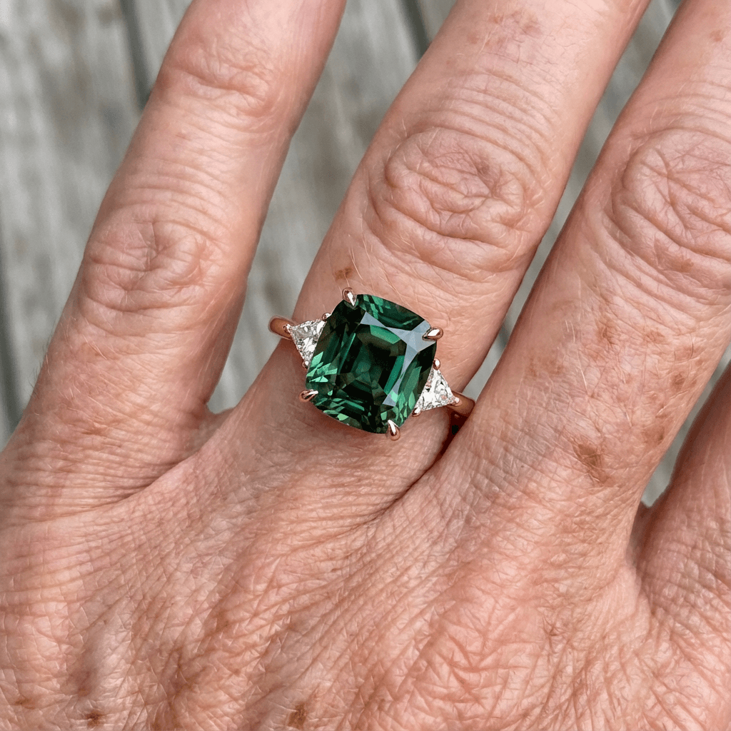 Vintage-Inspired Green Gemstone Gold Ring