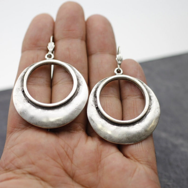 Bohemian Large Open Circle Tribal Style Hoop Earrings