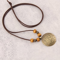 Vintage Twelve Constellations Wooden Beaded Pendant Necklace