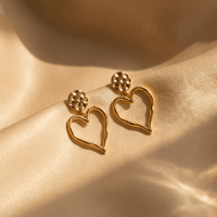Elegant Gold Plated Open Heart Drop Earrings