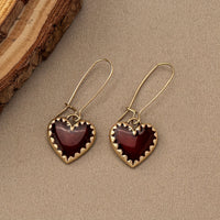 Vintage Bohemian Resin Red Drip Heart Earrings
